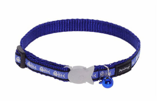 Picture of Red Dingo Cat Collar - Fish/Blue - 20-32cm